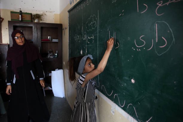 Gaza continues to resist. Kids return to school for the first time in Beit Lahia, Northern Gaza.