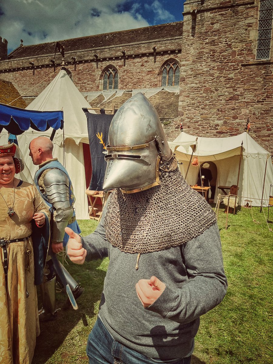 Great day at Brecon Medieval Festival yesterday; immersing ourselves in a bit of fun time travel. Reenactors (think that’s a made up word but you get the gist) were informative and my son got to try on a bit of genuine knights armour. @walesdotcom #thisiswales @BreconCathedral