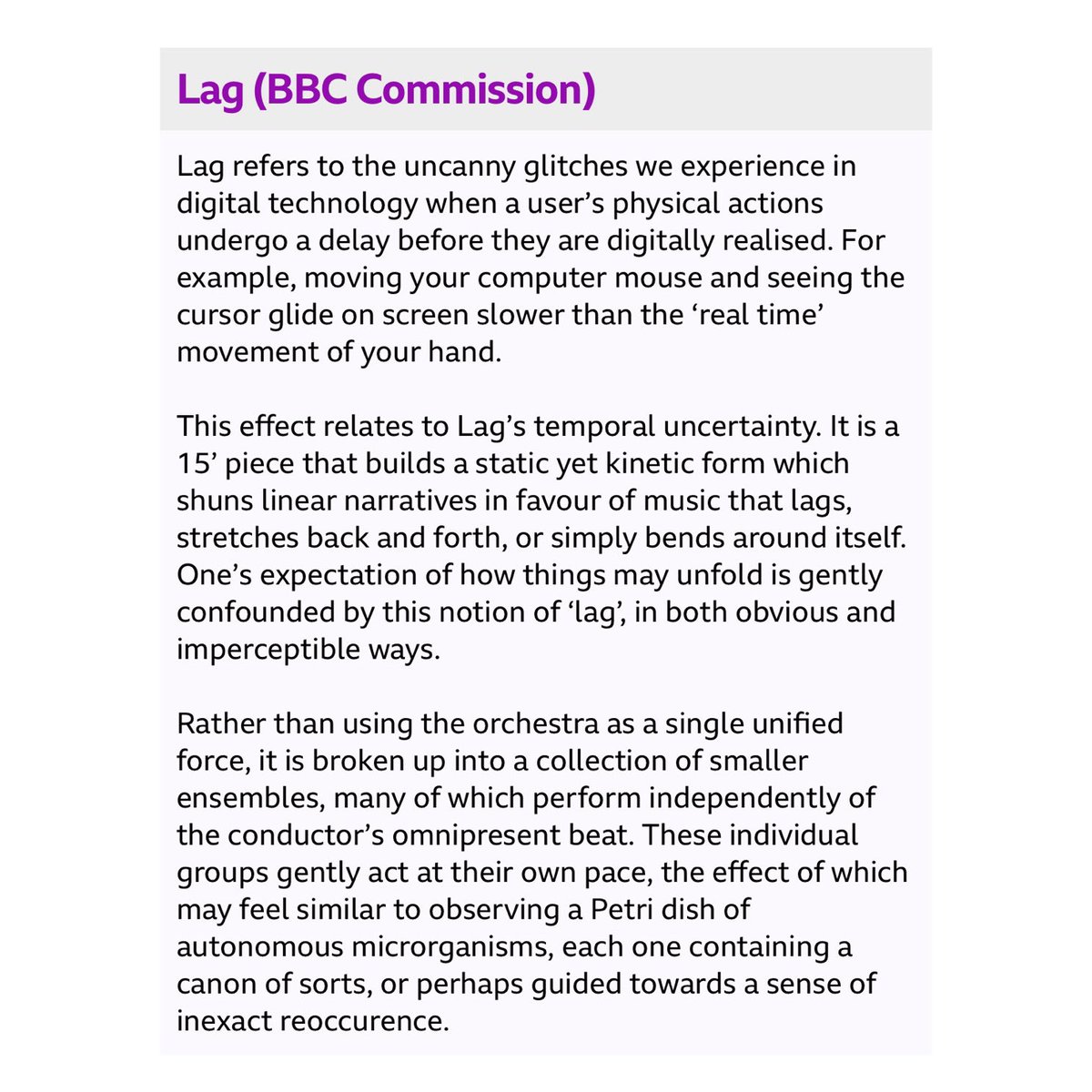 Tonight with @BBCSSO and Ilan Volkov at @tectonicsglas, the world premiere of my new orchestral piece ‘Lag’. Thank you to everyone who’s helped make this piece happen. Broadcast soon via @BBCRadio3.