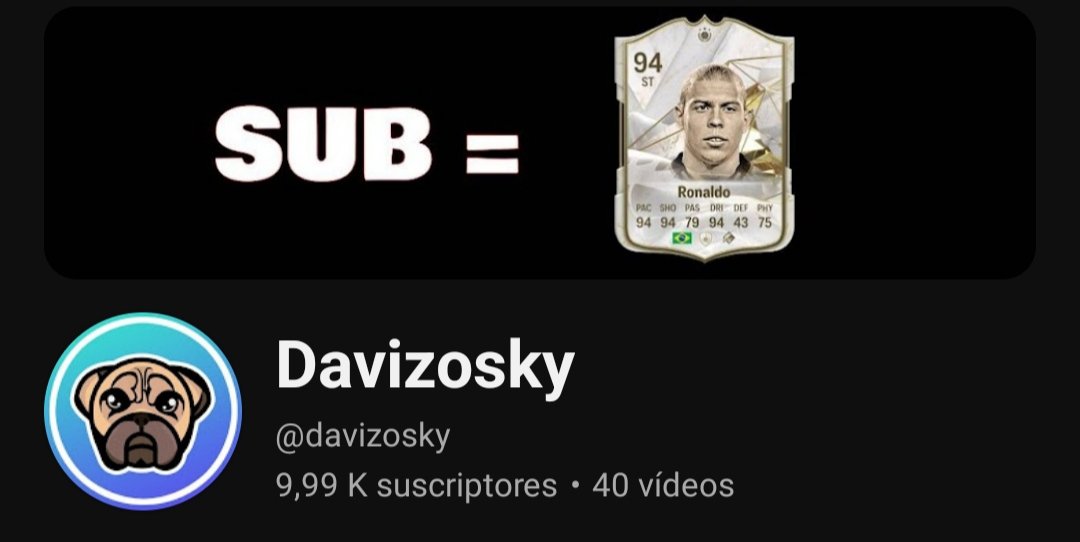 Únicamente quedan 10 subs para los primeros 10.000 en Youtube. Comencé esta andadura hace 2 meses y no puedo estar más orgulloso de los resultados que estamos teniendo. Dadme el último empujón para ese primer objetivo. 10% 🚀 youtube.com/@davizosky?si=…