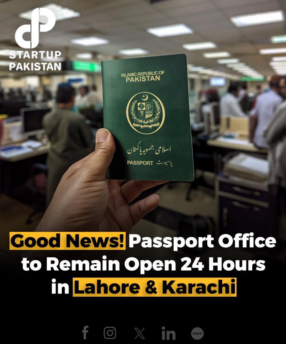 In a move aimed at enhancing accessibility and convenience for citizens, the Interior Ministry has announced plans to keep at least one passport office operational 24 hours a day in both Lahore and Karachi.

#lahore #karachi #passport