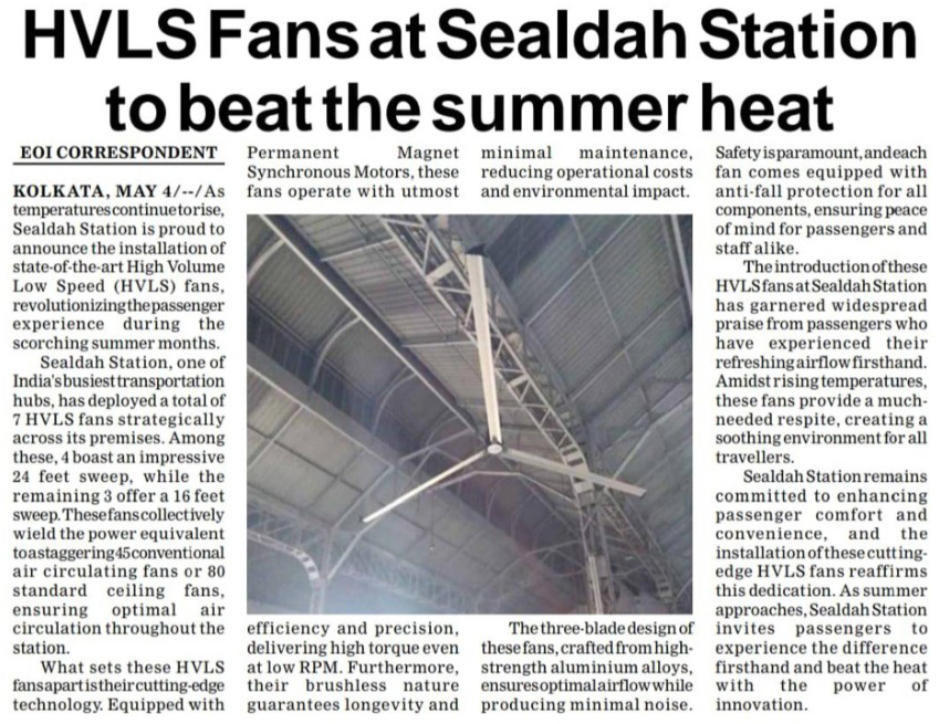 HVLS Fans at Sealdah Station to beat the summer heat