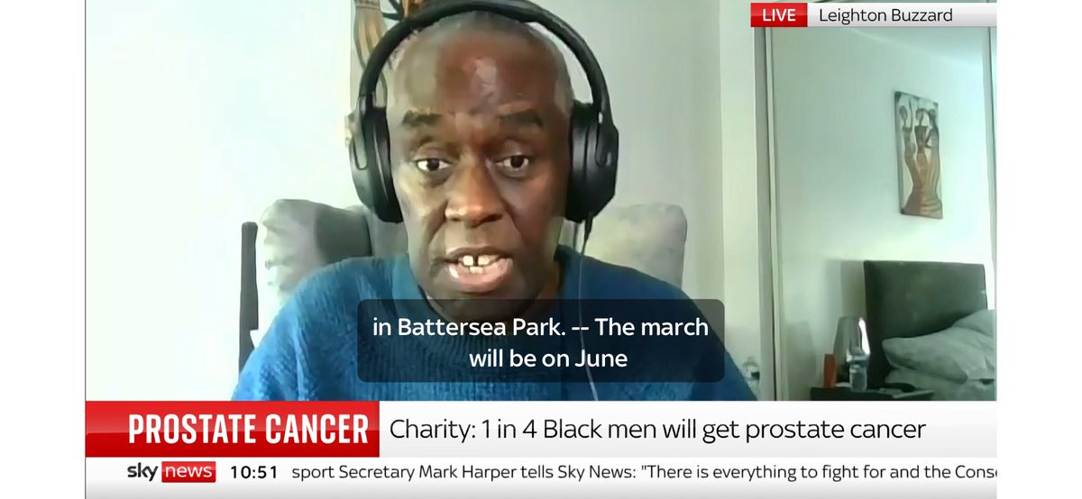 Thank you to acclaimed children's author Alex Wheatle @brixtonbard on @SkyNews @MattBarbet talking about his own #prostatecancer diagnosis & the increased risk for Black men. Alex is supporting @ProstateUK #MarchForMen on June 2nd prostatecanceruk.org/get-involved/m…