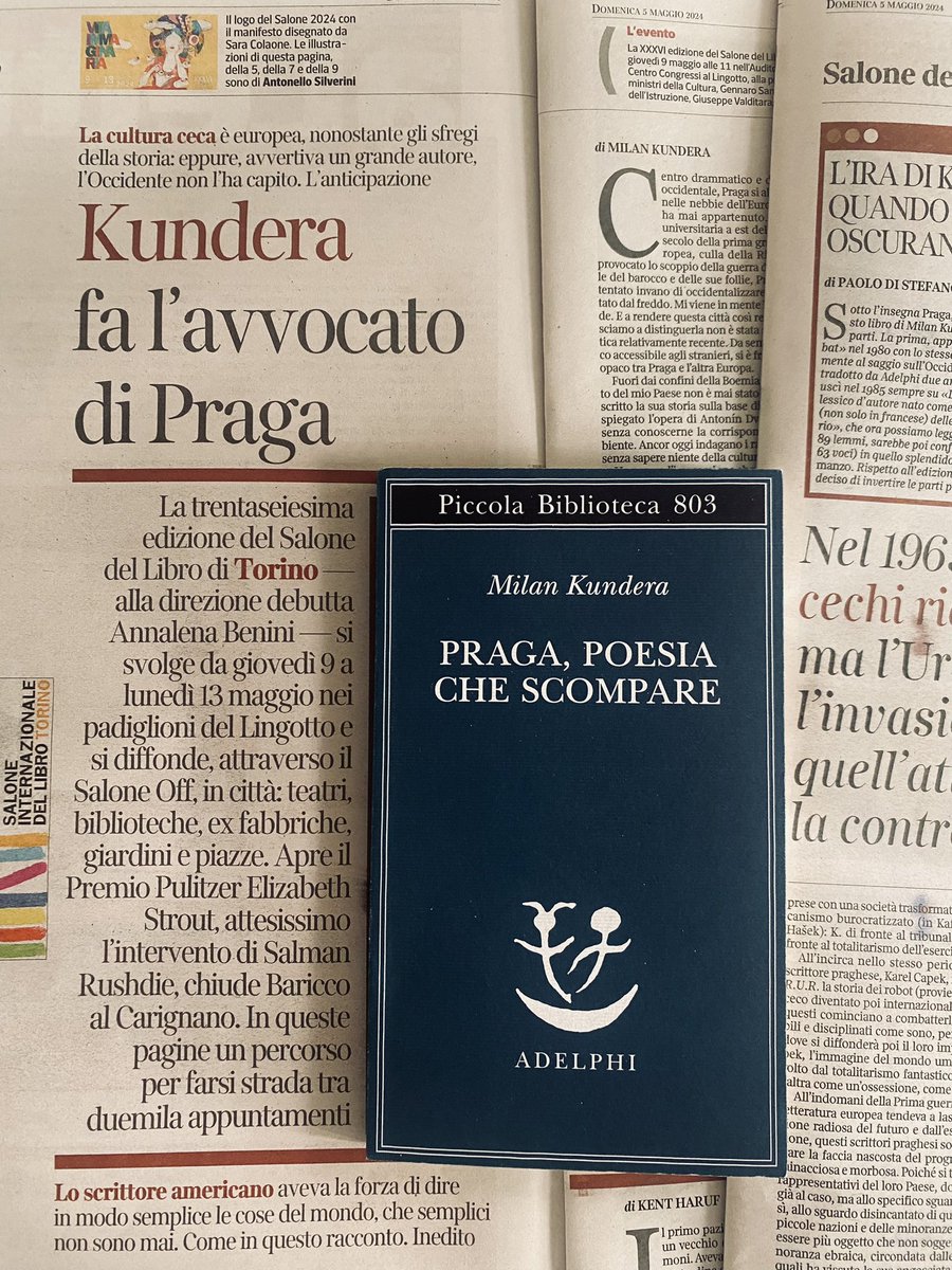 La vita immaginaria. La 36ª edizione del @SalonedelLibro (la I diretta da @annalenabenini) si svolge dal 9 al 13.5 Su @La_Lettura, l’anticipazione dell’inedito di Milan Kundera, “Praga, poesia che scompare” Traduzione di Giorgio Pinotti @adelphiedizioni #SalTo