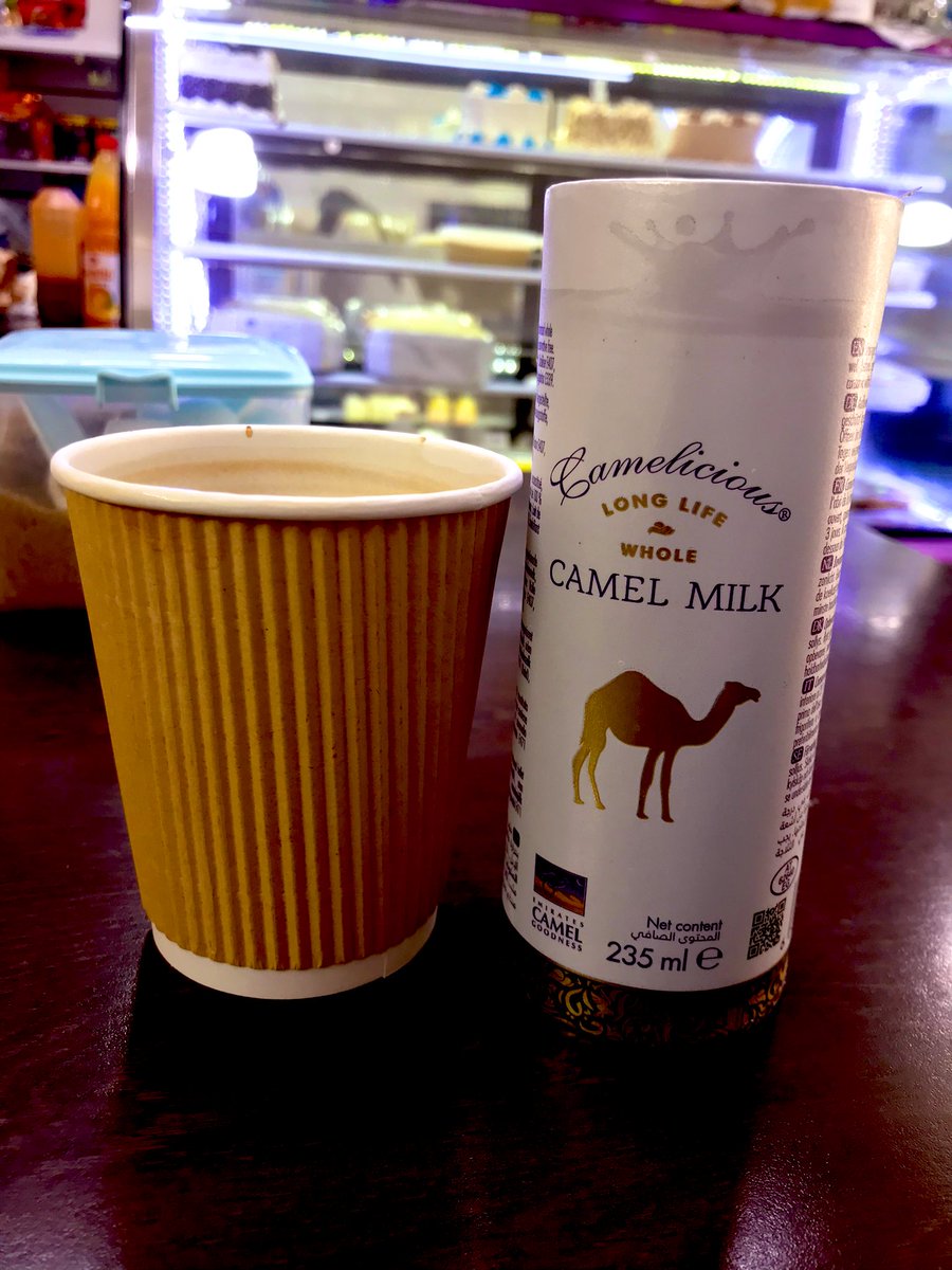 Having my Sunday morning usual coffee in Eastham today but with camel milk!🐪🐫