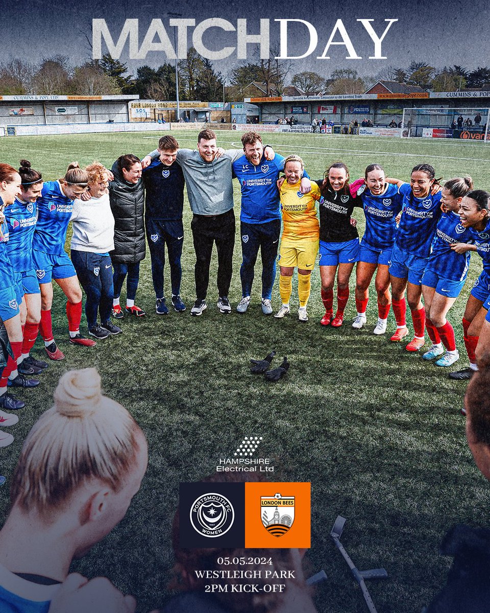 🤔 Need a football fix for your Bank Holiday Sunday? @FAWNL Southern Premier Champions @PompeyWomen take on @LondonBees at Westleigh Park, KO 14:00, with the Trophy being presented after the game! Tickets can be purchased online here 👇 eticketing.co.uk/pompeyfc/ #HWFC #Pompey