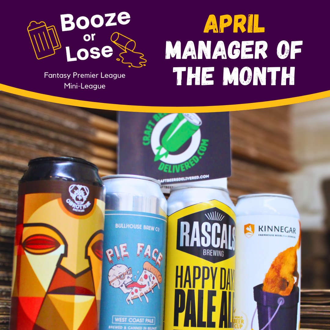 🏆 Congratulations to our April Manager of the Month, John Barrett who has won this fantastic selection of beers from @cbeersdelivered

🍻 A well earned sup! 

❤️ In Aid of the Irish charity Let's Fund It

#fpl #fplireland #irishbeer