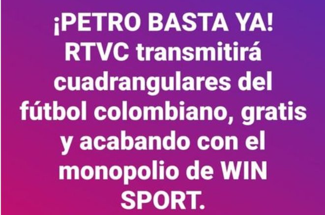 #BuenaPetro
El presidente Petro se les metió al rancho de los corruptos dirigentes del Fútbol Profesional Colombiano y de los dueños de Win Sport.
El Fútbol debe ser un espectáculo público de interés social.