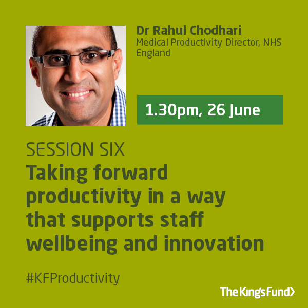 Is there 'good' and 'bad' productivity? How can we take forward productivity in a way that supports staff wellbeing, retention & reduces burnout? Join speakers @RahulRFH, @Rachelstan1 and Tehmeena Ajmal at our virtual conference next month: kingsfund.org.uk/events/meeting… #KFProductivity