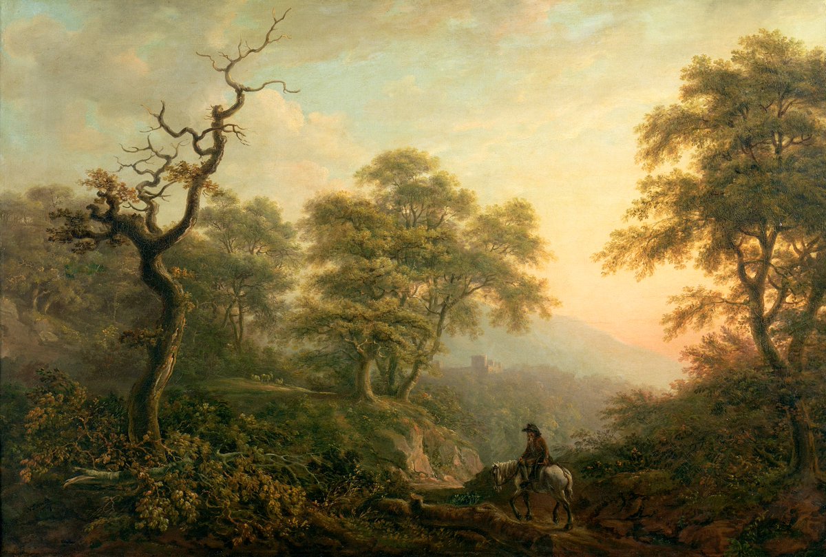 Nicholas Pocock, Landscape with a Figure on Horseback (1787). Housed at the Museo del Prado in Madrid, Spain. #EnglishArt