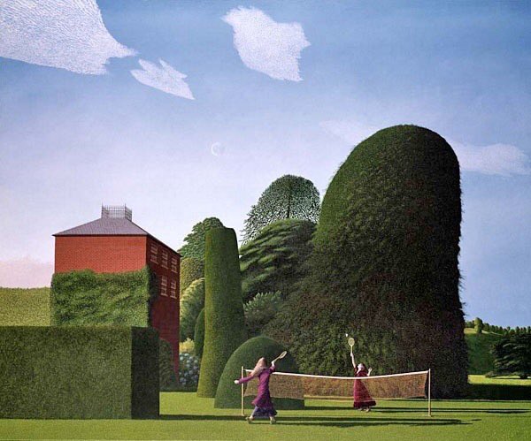 David Inshaw ( joint founder) The Badminton Game In 1973 this is the painting everyone was talking about . It was exhibited at the ICA Summer Exhibition in London Now It is in the Tate Gallery in London. I love it but some folk feel hemmed in by it . That house. ❤️Love❤️