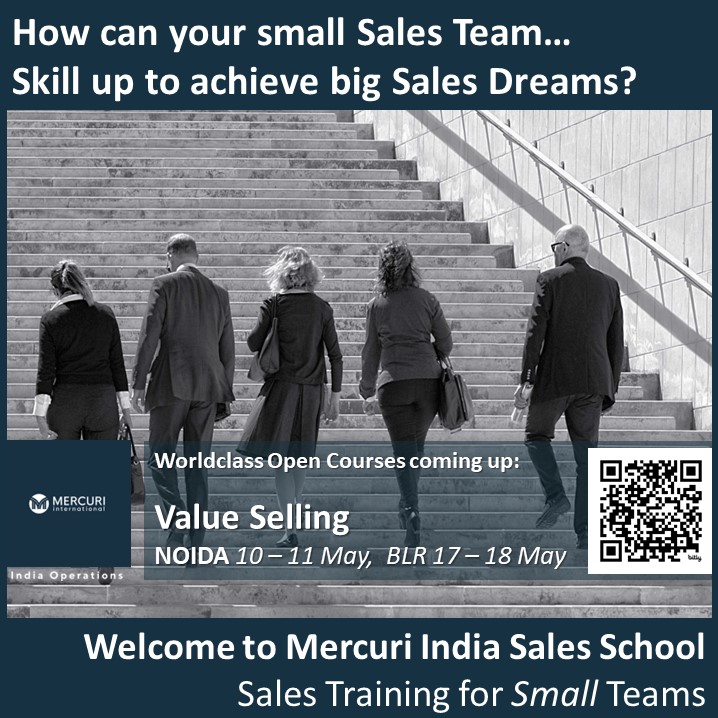 Dear Sales Leader Want to nominate your Sales Team for this world class #SalesTraining experience? Ping us @ zurl.co/8nFC , or email mary@mercuri-india.com Limited Seats! #b2bsales #businessdevelopment #salestraining #salesmanagement #businessdevelopment