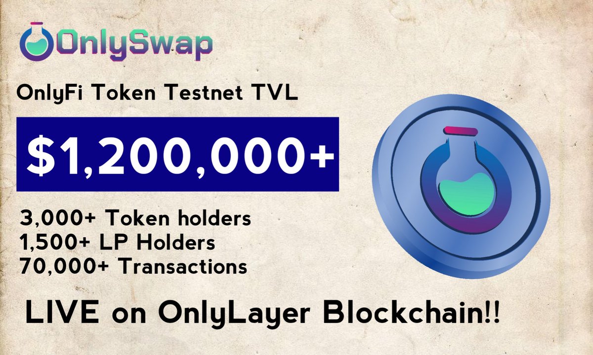 Only Finance (@onlyfi_) on Twitter photo Exciting news! 🎉 The total value locked for #OFI tokens on the <a href="/onlylayer/">Only Layer</a> testnet blockchain has soared past 1.2M! 💰 We're dedicated to enhancing the platform for a seamless user experience.
👉 Trade now: onlyfi.org/swap
#crypto #blockchain #DEX #DeFi #OnlyLayer Exciting news! 🎉 The total value locked for #OFI tokens on the <a href="/onlylayer/">Only Layer</a> testnet blockchain has soared past 1.2M! 💰 We're dedicated to enhancing the platform for a seamless user experience.
👉 Trade now: onlyfi.org/swap
#crypto #blockchain #DEX #DeFi #OnlyLayer