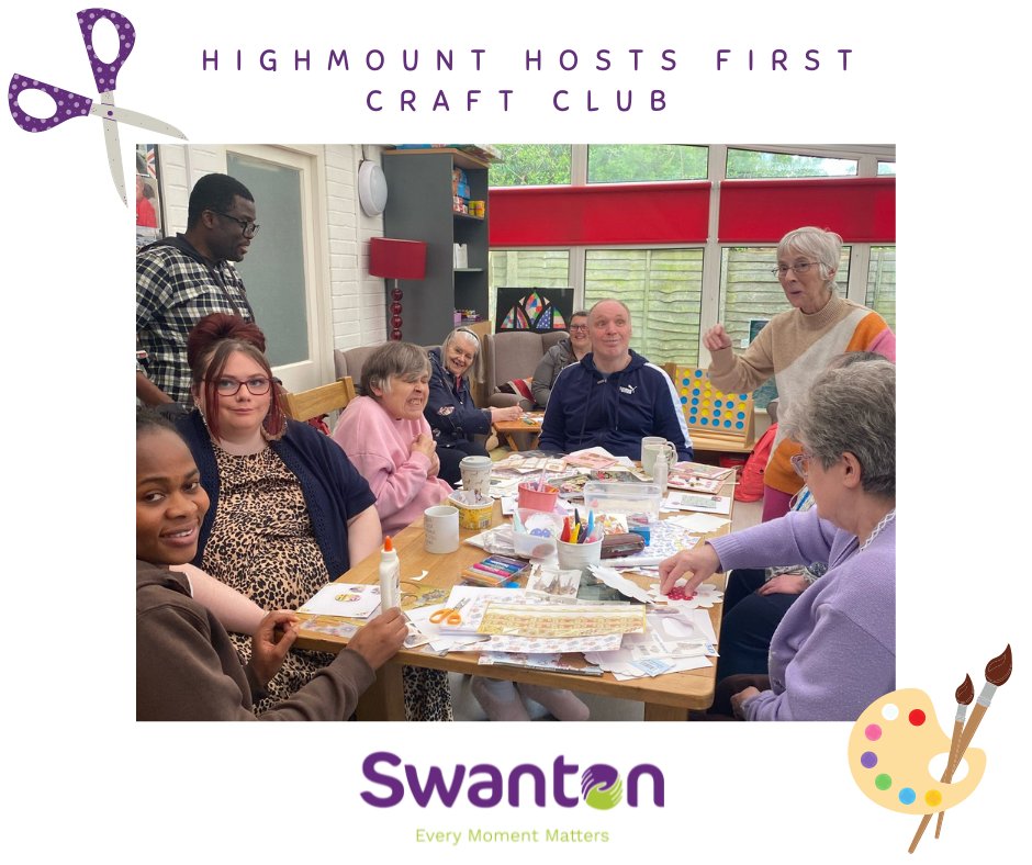 Highmount in #Telford held it's very first Craft Club last month! ✂️🖌️

Service Manager Susan said 'Our first gathering was a complete success- it was lovely to see so many joining in!' 😍

#SwantonEthos #Learningdisability #artsandcraftsclub