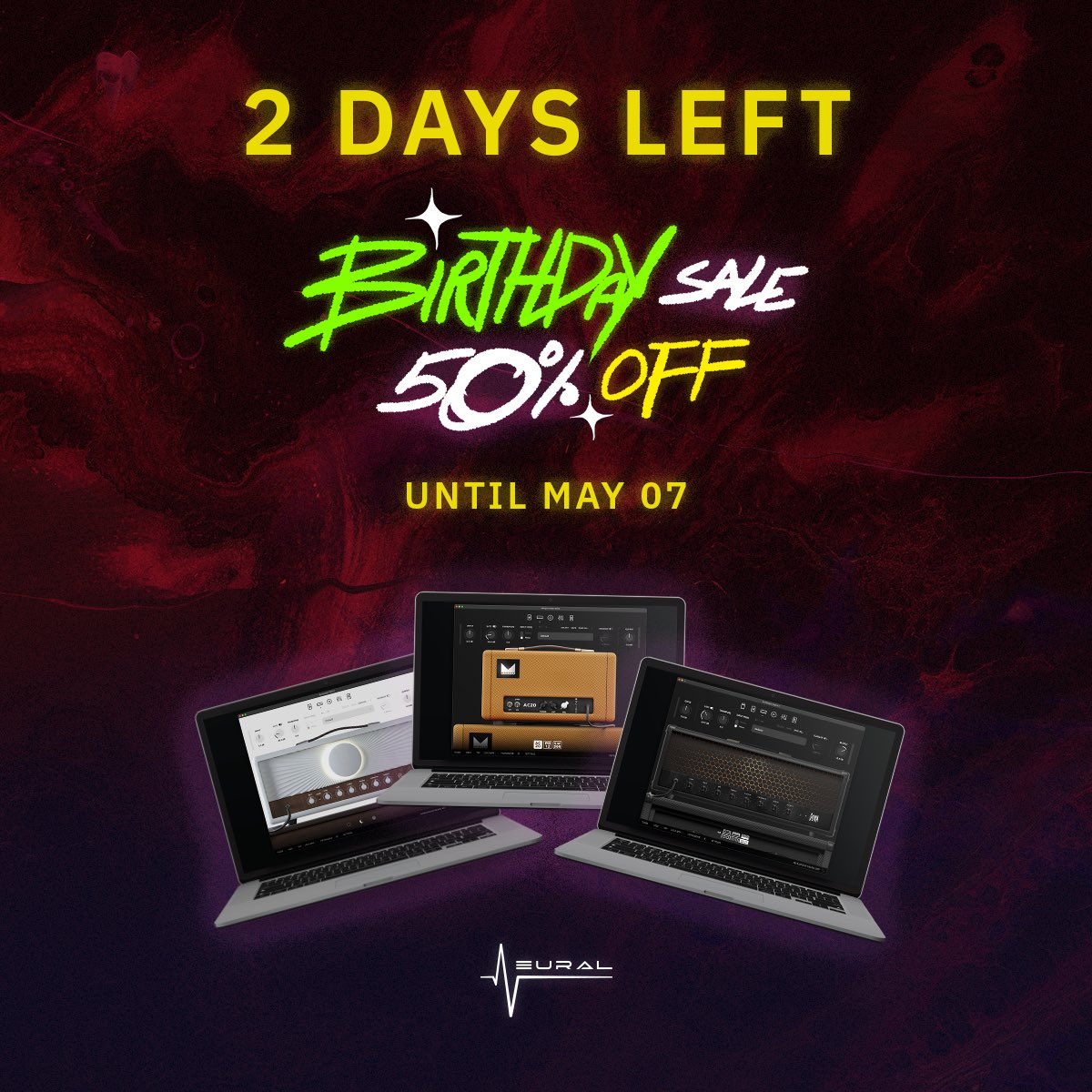 The FOMO will be so real on May 8th, because you will have missed out on our Birthday Sale. 🎉👎😞👎🎉 2 days left! 50% off ALL plugins until May 7th! 🔥 neuraldsp.com/plugins