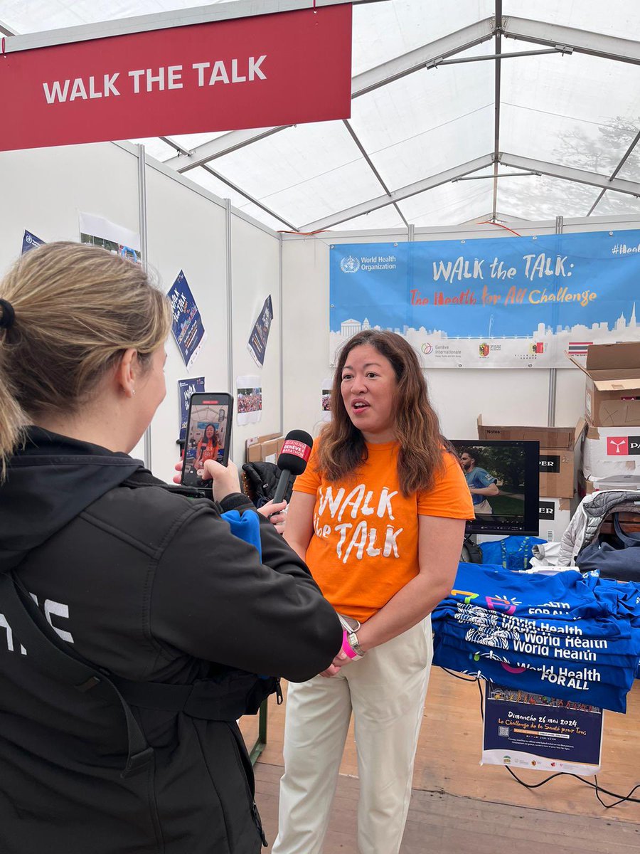 Impressed to see my @WHO colleagues volunteering at the @GenevaMarathon to promote our #WalkTheTalk event on 26 May and the importance of physical activity for health. You make me #ProudToBeWHO. who.int/news-room/even…