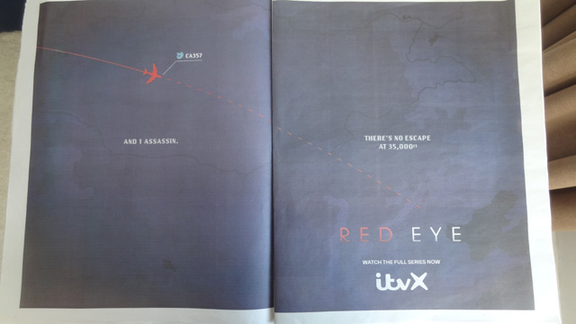 @RABulgaria 5 adverts for Red Eye in the UK Guardian main news section yesterday, 4 inside, separated by several pages each, and 1 on the rear cover. The images are based on flight tracker FR24. Inside pages 1/1
