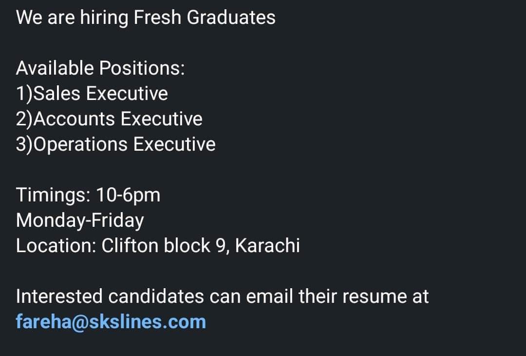 Job Alert

Position - Multiple Vacancies in Karachi

#jobhunt #jobsearch #jobalert #jobvacancy #jobseekers #jobposting #jobsearching #recruiting #recruitmentagency #recruitment #recruiter #recruitmentjobs #recruitingnow

For More Jobs, Please Visits: 

jobzlelo.com