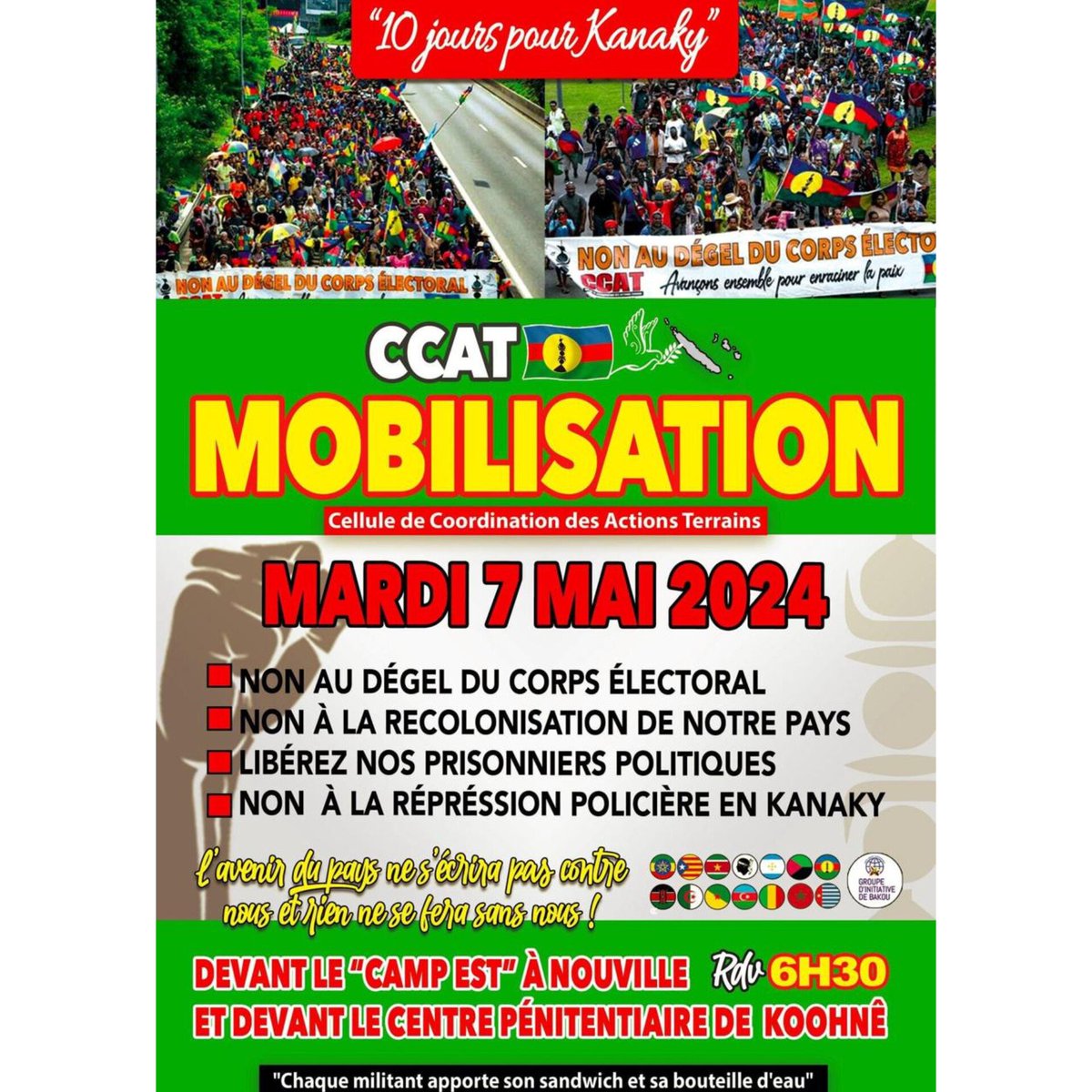 Mardi 7 mai 2024 #mobilisation 

#nonaudegelducorpselectoral #Kanakyforpeace #NouvelleCaledonie