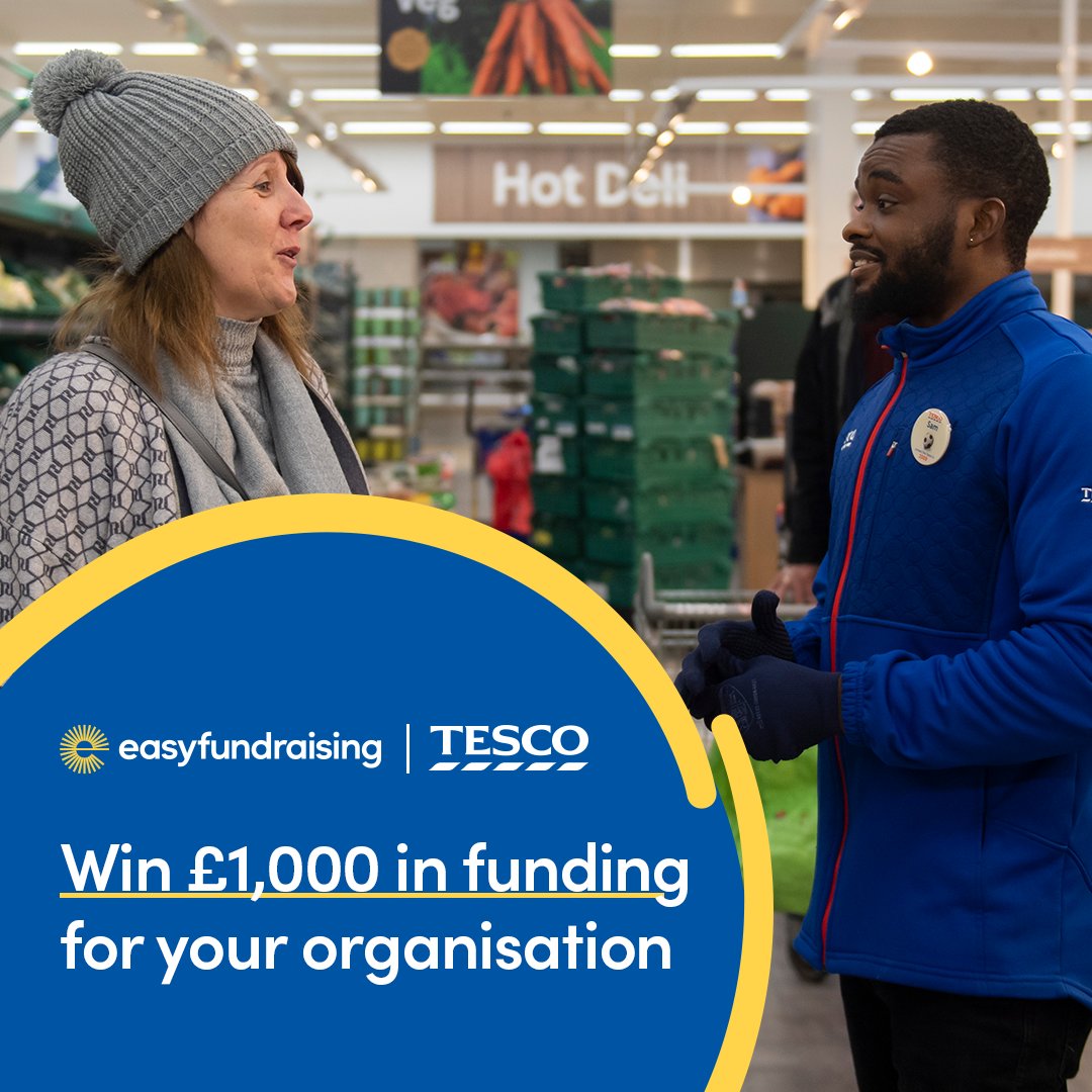 5 chances to win £1,000 with @Tesco & @easyuk! Sign up to easyfundraising and encourage your volunteers & local community to sign up as your supporters. Every time they shop online with Tesco, your organisation enters the prize draw to win £1,000! easyfundraising.org.uk/community-acti…