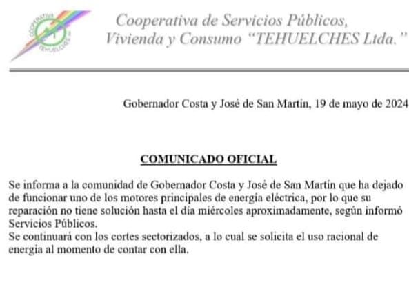 Cinco pueblos de #Chubut afectados por los innumerables cortes de energía, que afectan las  actividades escolares y administrativas 
La situación se agrava en invierno