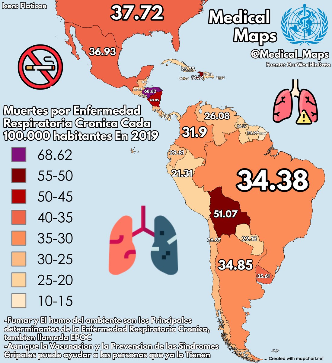 Muertes Por Enfermedad Respiratoria Cronica Cada 100.000 habitantes En 2019