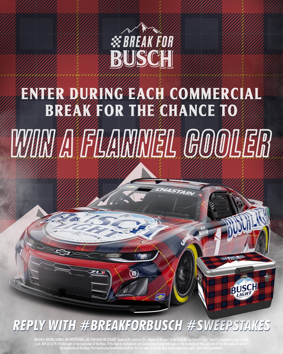 THERE GOES THAT FLANNEL 🫡 @NWBSpeedway ​

REPLY NOW using #BreakForBusch #Sweepstakes for a chance to win a FLANNEL COOLER #AllStarRace