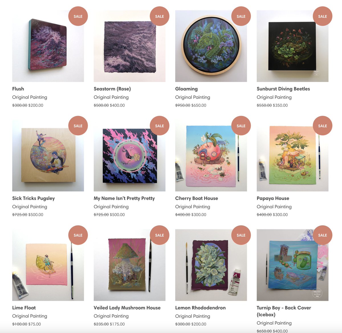 Also! I marked down a TON of my older original paintings . Gotta pay some bills and fund new work.