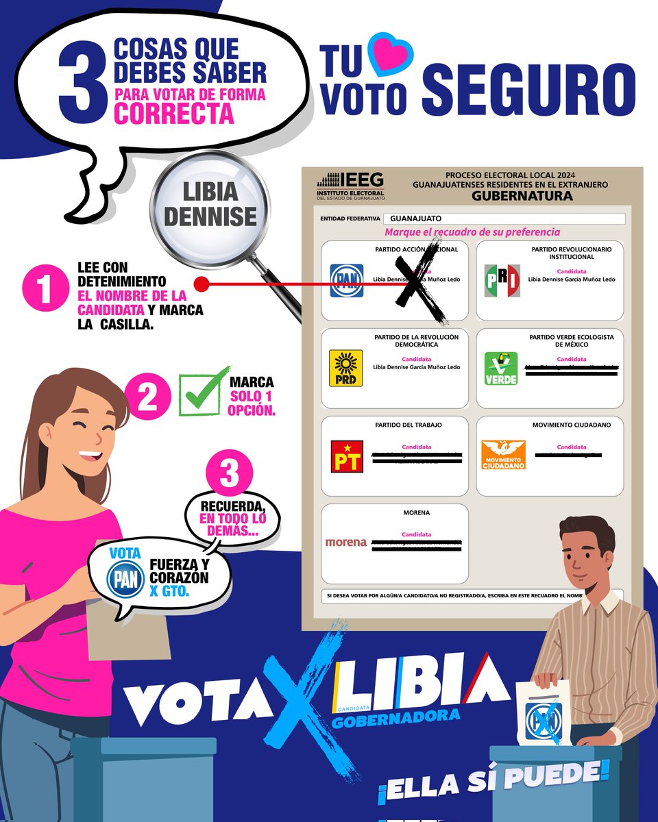 ¡Este 2 de junio, nuestra voz cuenta! Votemos de forma segura y consciente. Aquí tienes algunos tips para hacerlo correctamente. 🗳️💙✍🏼  #LibiaGobernadora #VotaXLibia #ClaroQuePodemos