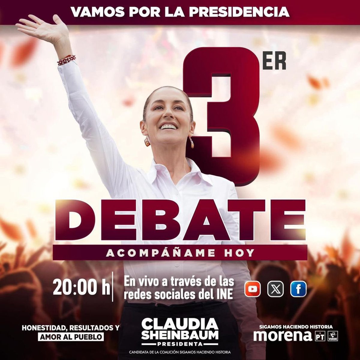 Vamos por la presidencia 💚💚💚 Ya estamos listos para ver el último #DebatePresidencial2024 donde ganará de nuevo la Dra. @Claudiashein #YoconClaudia @partidoverdemex #SomosVerdes @AdrianRubalcava