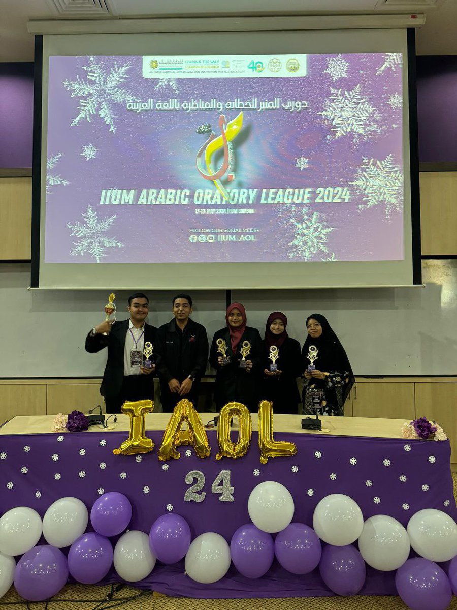 OfficialCFSIIUM's tweet photo. Congratulations to the CFS IIUM debate team for winning the IIUM Arabic Oratory League 2024 in the finale against IIUM Gombak. CFS team also managed to claim the Finale Best Speaker. The competition was held from 17 to 19 May 2024. https://t.co/ngqRN1ALXI