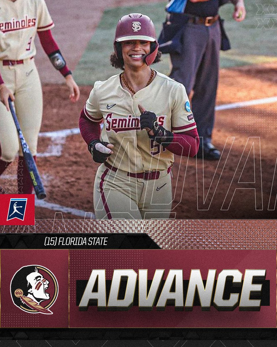 NCAA Softball (@ncaasoftball) on Twitter photo The Seminoles are SUPER once again! 🤩
(15) <a href="/FSU_Softball/">Florida State Softball 🥎</a> advances to Super Regionals after defeating Auburn, 10-4, to win the Tallahassee Regional.
#RoadToWCWS The Seminoles are SUPER once again! 🤩
(15) <a href="/FSU_Softball/">Florida State Softball 🥎</a> advances to Super Regionals after defeating Auburn, 10-4, to win the Tallahassee Regional.
#RoadToWCWS