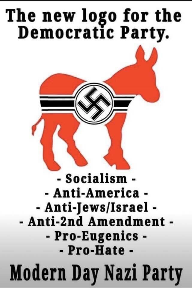 Democrats follow a genocidal political ideology that’s deeply rooted in antisemitism, racism, and religious bigotry. 

Democrats are the Modern Day Nazi Party
