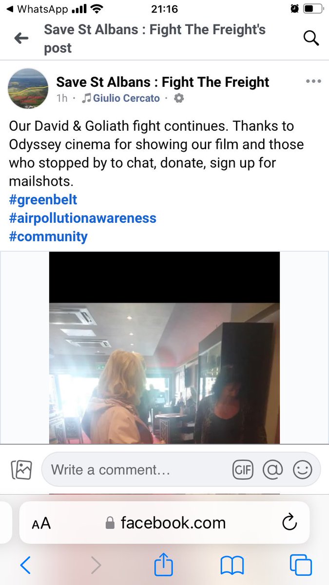 Thank you to Odyssey cinema for showing Fight the Freight mini movie for a whole week 😀 & to those who kindly stopped to talk & donate to our day in court on the 11th June 🙏

youtu.be/YXFejujmYco

savestalbans.com

#SaveStAlbans 
#ResidentsLivesMatter 
#NatureMatters