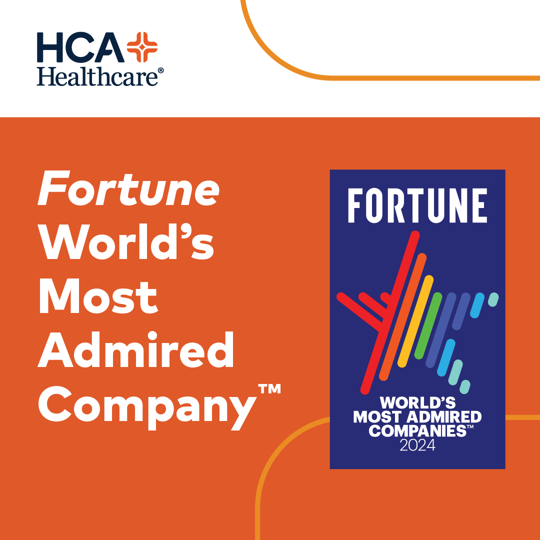 We're proud to be a part of <a href="/HCAhealthcare/">HCA Healthcare</a> which was ranked #1 in our industry by <a href="/FortuneMagazine/">FORTUNE</a> on their 2024 World’s Most Admired Companies™ list. Learn more - bit.ly/4aKG7oV

From Fortune. ©2024 Fortune Media IP Limited. All rights reserved. Used under license.