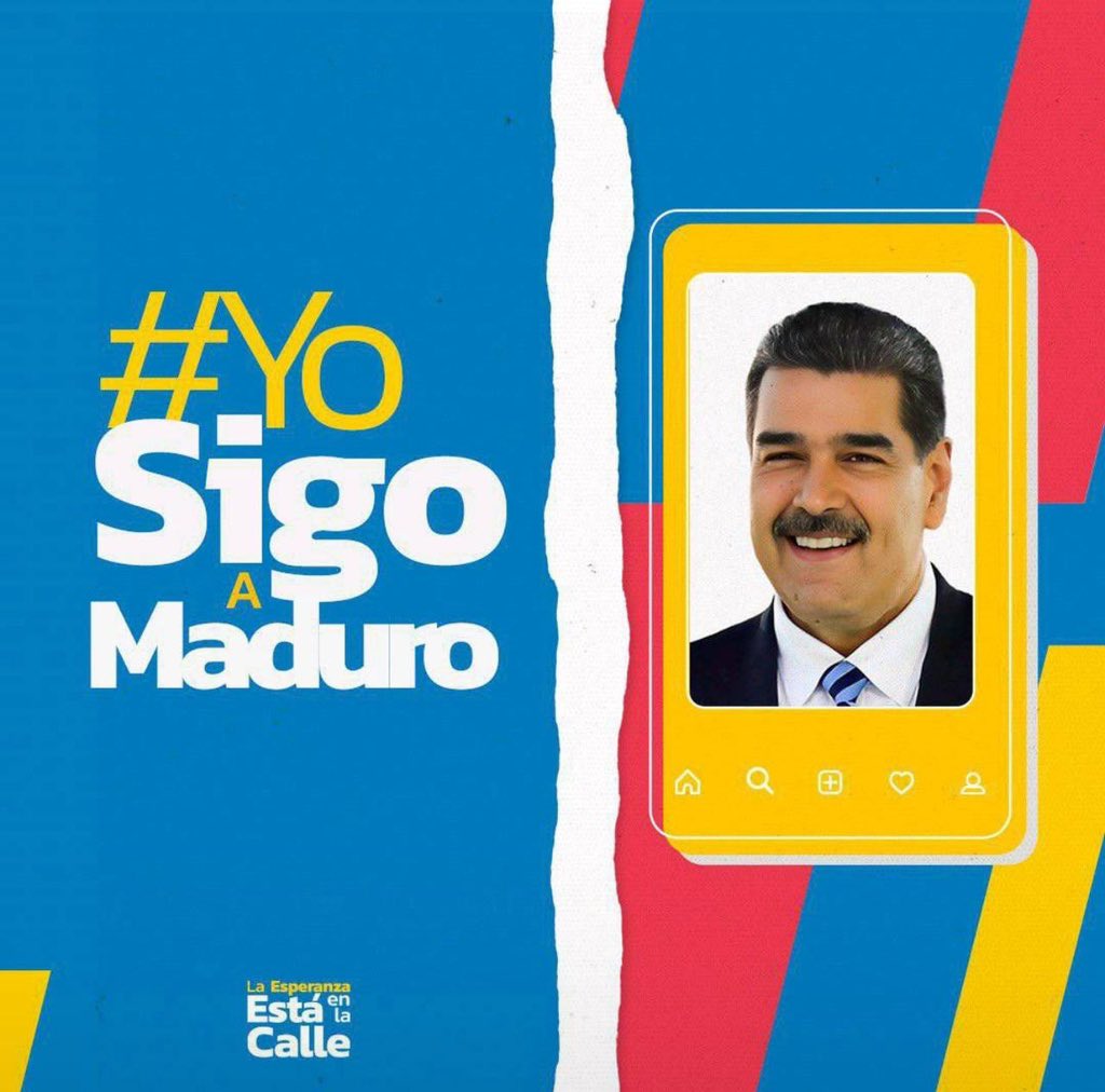 ¡Todos y todas estamos unidos proclamando: #YoSigoAMaduro! La mediática imperial ha censurado a nuestro pueblo, además del bloqueo económico, hoy enfrentamos una nueva batalla contra el algoritmo de las redes sociales que buscan callar la verdad de Venezuela y lo afirmativo