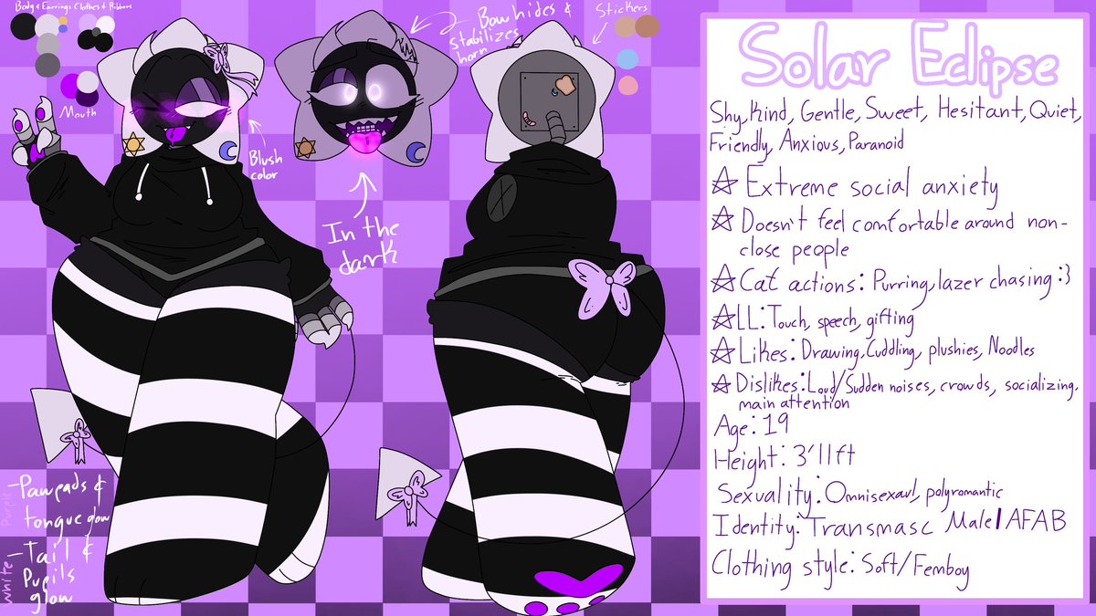 Solar_EclipseDA's tweet photo. New reference sheet of my main OC Solar! :3
#daycareattendant #da #daoc #daycareattendantoc #fnaf #fnafoc #sboc #securitybreachoc #samsoc #tsamsoc #sunandmoonshowoc #thesunandmoonshowoc https://t.co/oTbydcn11u
