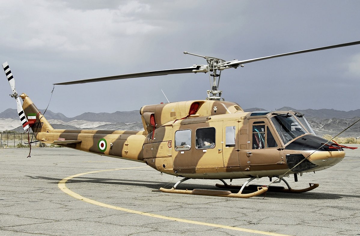 Helicopter used by Iranian President that crashed today was a 30 year old Bell 212 helicopter, manufacture year 1994. Registration 6-9207, Manufacturer Serial Number 35071. Image shown is the same aircraft in earlier camouflage during Iranian Air Force use.

The helicopter is