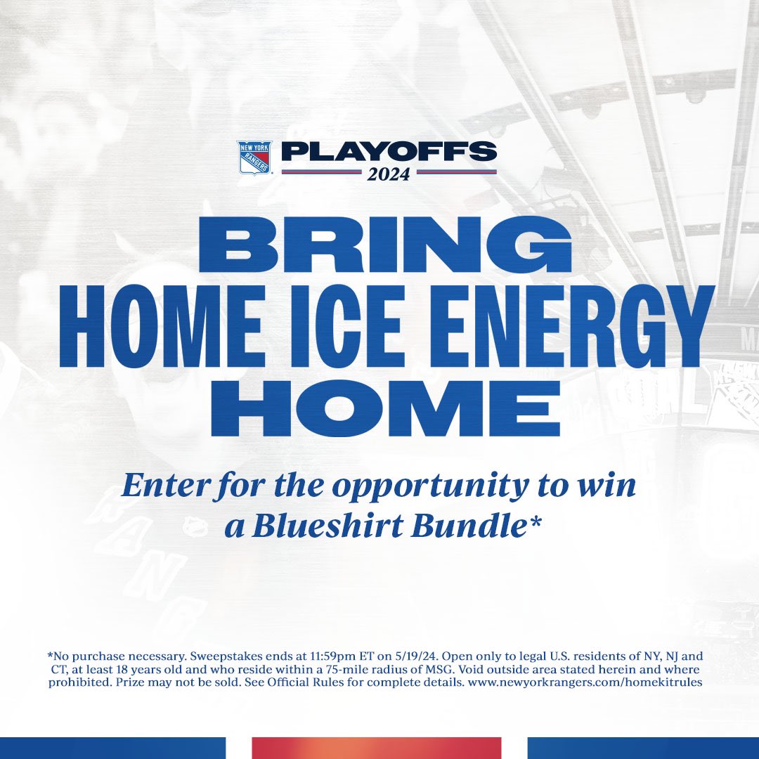 Your #NYR are headed to the ECF! Want to bring that playoff energy home? Enter for a chance to win a Rangers home kit ➡️ nyrange.rs/4bGO7au