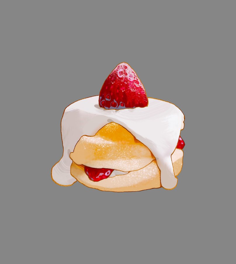 simple background food grey background no humans fruit cake strawberry  illustration images