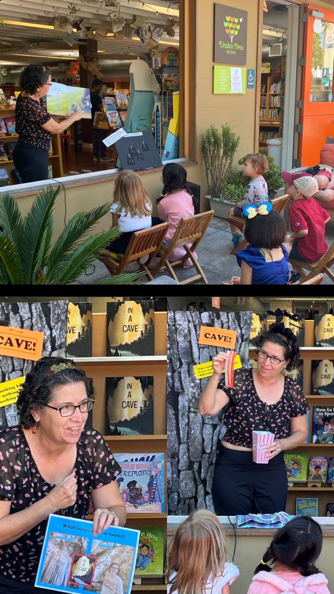 It was a beautiful morning for sharing IN A CAVE with young readers at @LindenTreeBooks in Los Altos. I hope my audience will explore caves this summer and find their own “cave bacon“! @GnomeRoadPub