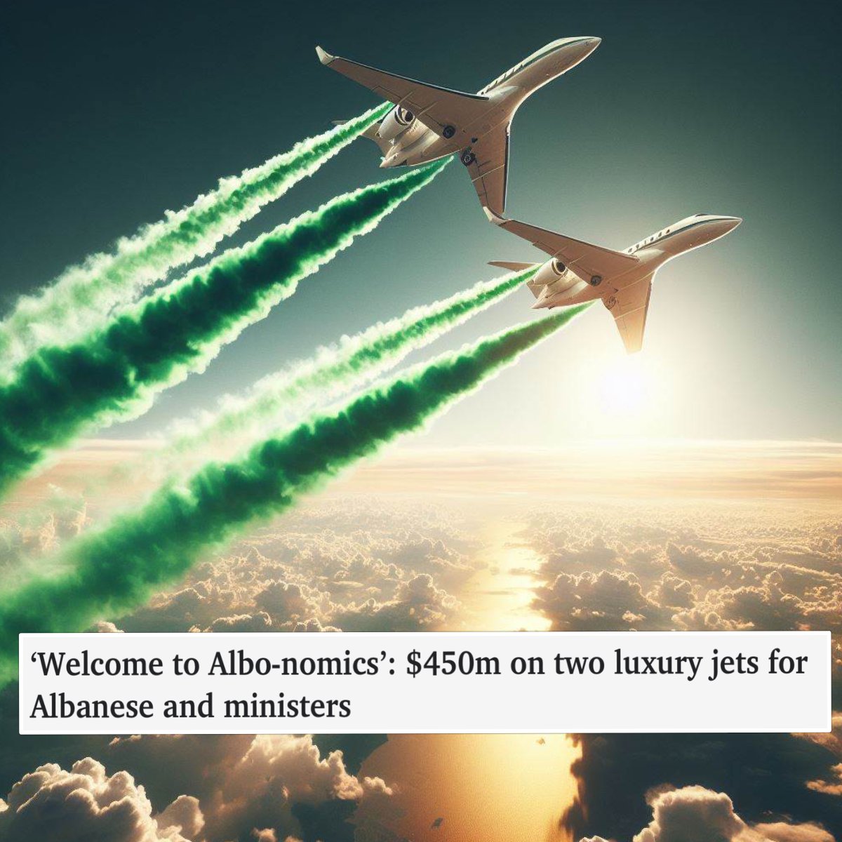 In the very same week that Albanese &amp; Blackout Bowen pushed their new UTE TAX through Parliament, making Utes and 4WD’s more expensive for the average Australian - they bought themselves, not one, but two new luxury jets to travel around in at a cost of $450 million.