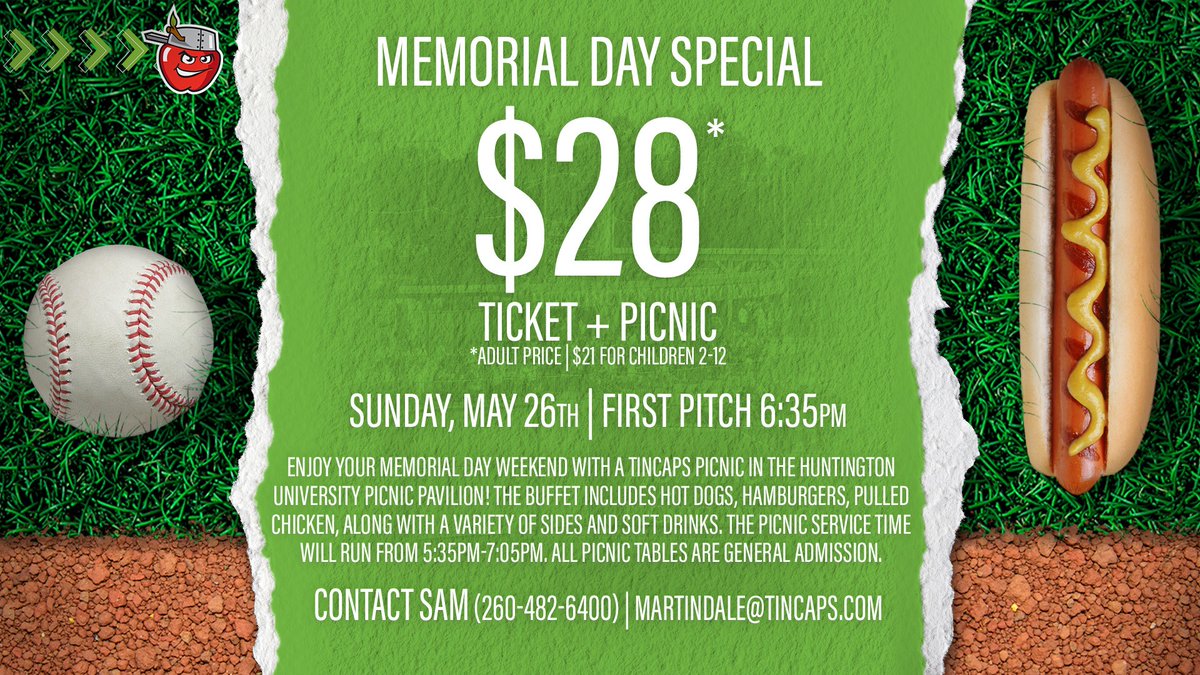 Kick off your summer with a ball game and a picnic! ⚾ 🌭 🍎 bit.ly/3V5SPJz