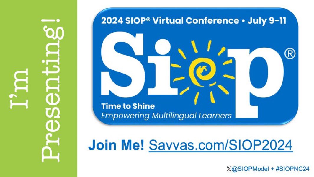 Be sure to join me at our National Virtual SIOP conference on July 9th as I share the continuation of our @csmstigers journey of Engaging, Empowering, and Excelling our Multilingual Learners!