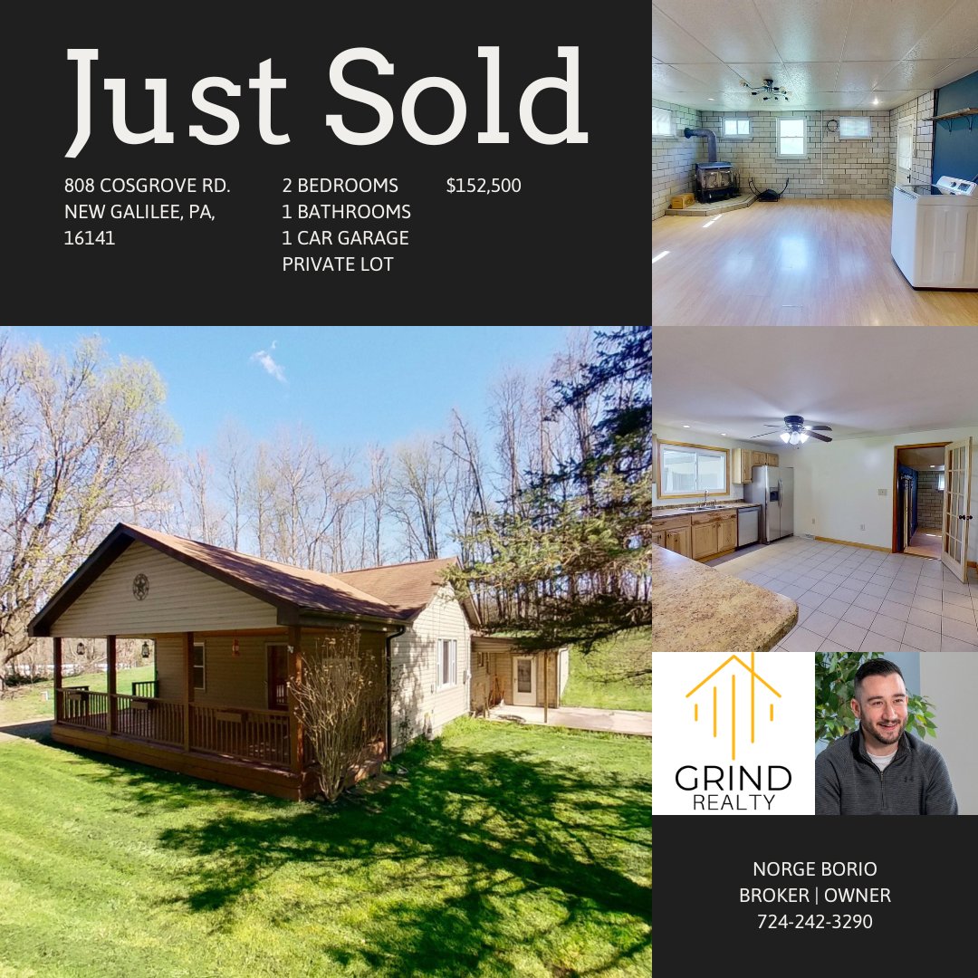 Just Sold! 🥳🎉🎈
Under contract in one day with multiple offers. 💪

#grindrealty #realestate #firsthomebuyers #homesellers #homebuyingtips  #realestatelife  #realestatebroker  #realtorlife  #realtorsofinstagram  #pittsburgh #lawrencecountypa #beavercountypa