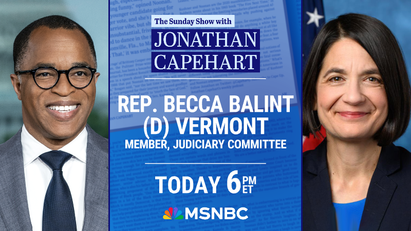 TONIGHT: @RepBeccaB joins the #sundayshow to discuss how far House Speaker Mike Johnson plans to take his party's far-right agenda, and why he could be considered just as dangerous to democracy as former President Donald Trump. 6pm ET on #MSNBC