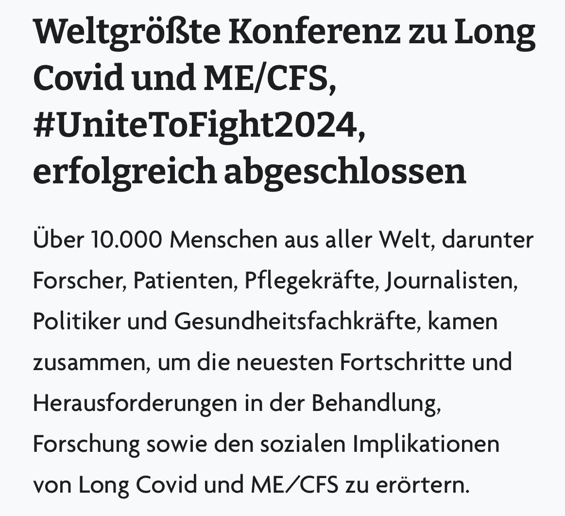 🚨 Our new press release is available and ready to share with your news outlets.

„ World’s Largest Conference on Long Covid and ME/CFS, #UniteToFight2024, Concludes Successfully“

English: unitetofight2024.world/news/final-pre…

German:  unitetofight2024.world/news/abschlies…