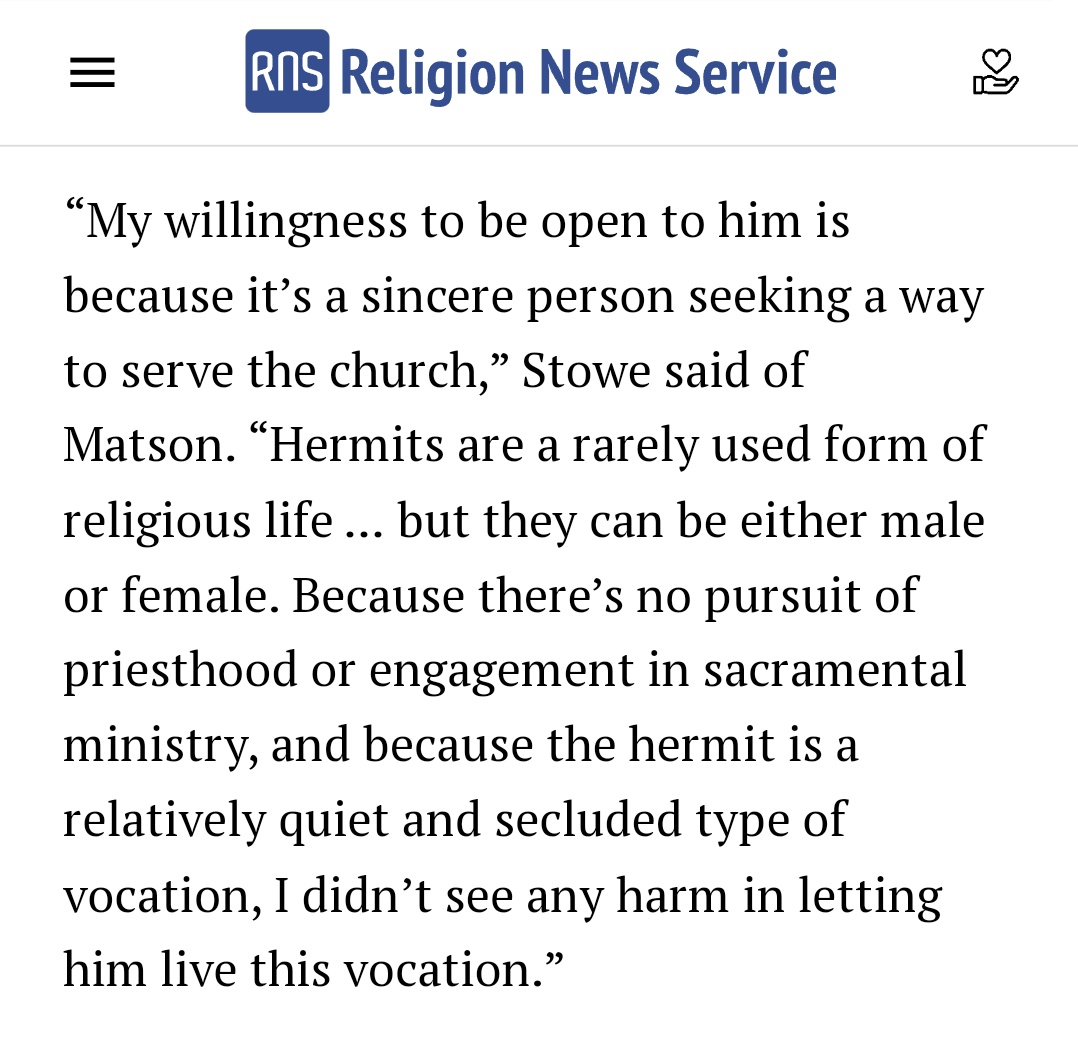 Trans guy asked the Catholic Church what jobs they had for a trans guy and they were like hmmm how about... hermit religionnews.com/2024/05/19/cat…