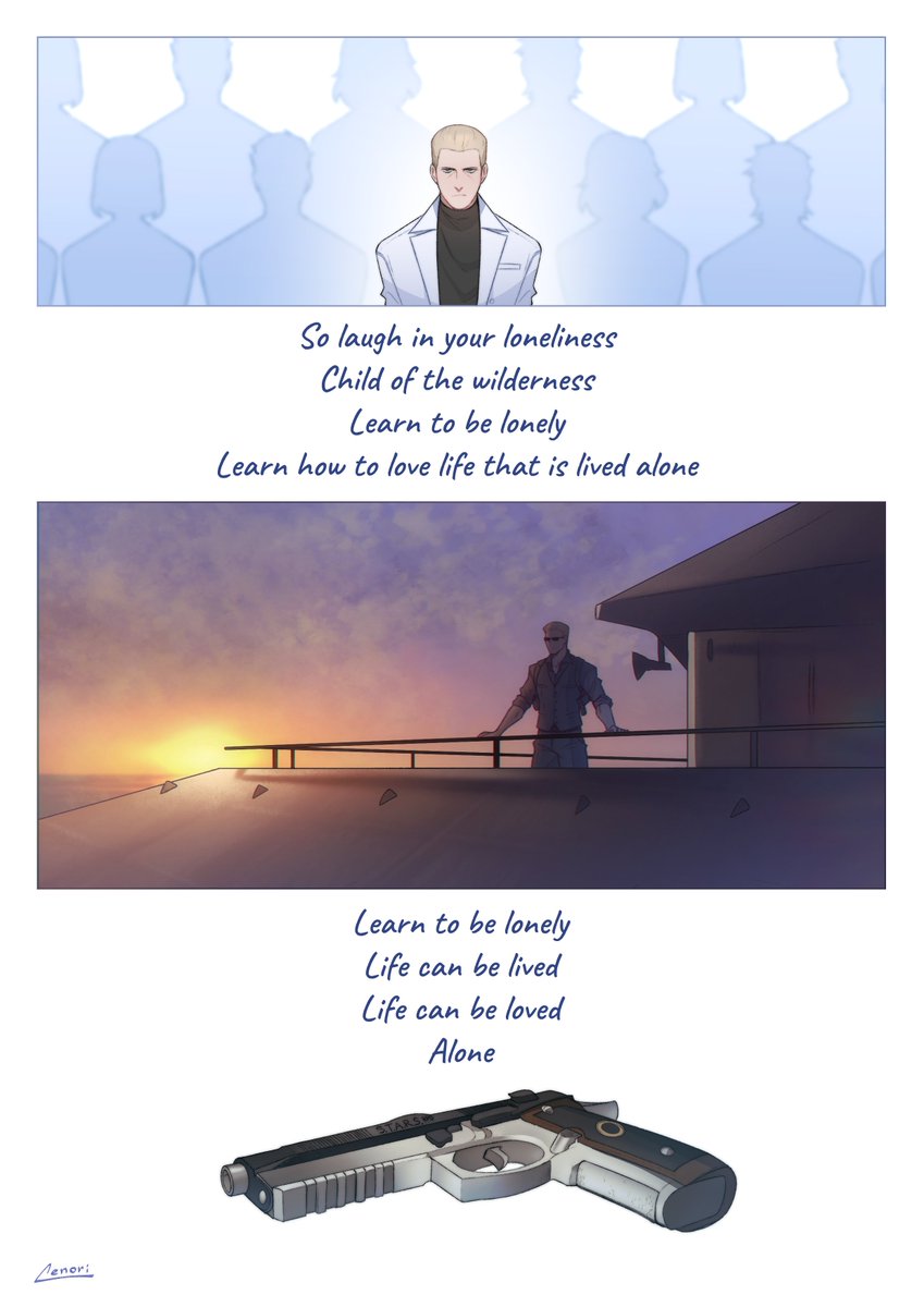 🎵Minnie Driver - Learn to be lonely

Once this song made me sad... Saw images of Chris and Wesker in it, so I drew this. I recommend play the song before reading, because the atmosphere depends on it. Hopelessness and grief.

#ResidentEvil #ChrisRedfield #AlbertWesker #chrisker 