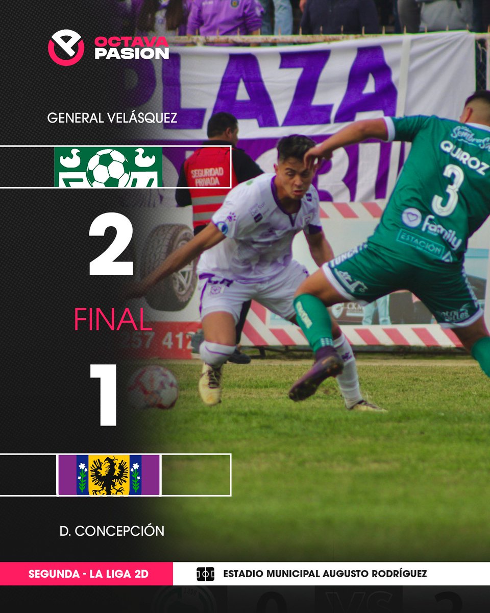 Deportes Concepción cayó por 2-1 en su visita a General Velásquez por la fecha 12 de Segunda División. Jhon Alegria y Kevin Serrano (de penal). El tanto lila fue de Ricardo Ramírez. ℹ️ Deportes Concepción y General Velásquez se quedan con 21 puntos 📷 @dconceoficial